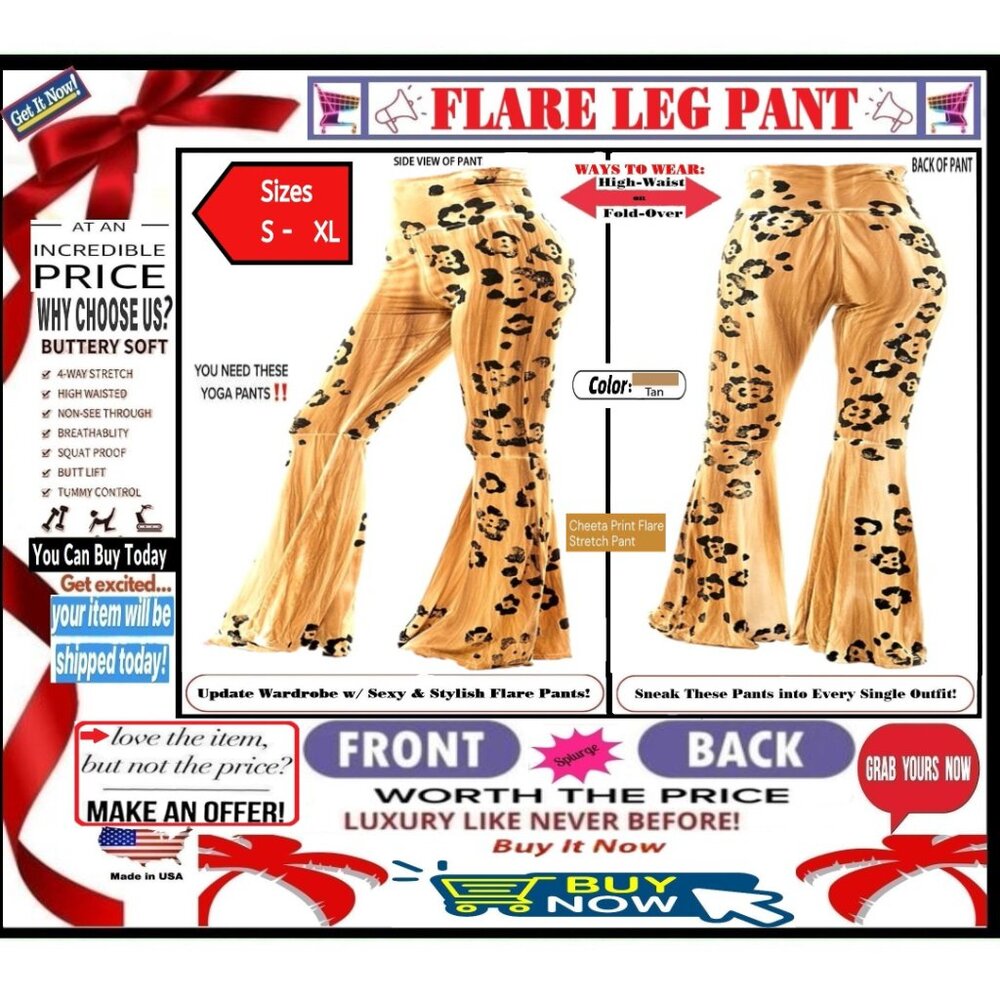 π BOTTOM Fold Graphic β DYE π LEGGING PANT Print FLARE LEG Cheetah πΈ BUY NOW - Picture 5 of 16